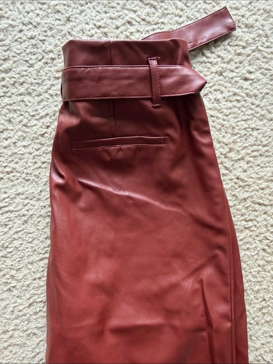 Who What Wear Pants - High-Waist Faux Leather Pants in Rust